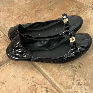 Tory Burch Patent Leather Bow Accent Ballet Flats